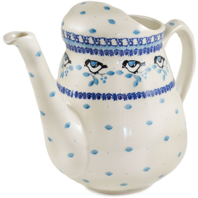 Polish Pottery Watering Can Winter Sparrow