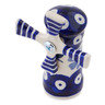 Polish Pottery Windmill Figurine 3&quot; Peacock Forget-me-not