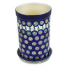 Polish Pottery Wine Chill with Saucer 8&quot; Peacock Leaves