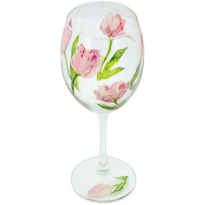 Glass Wine Glass 10 oz Frosty Tulips