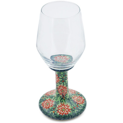 Polish Pottery Wine Glass 10 oz July Wreath UNIKAT