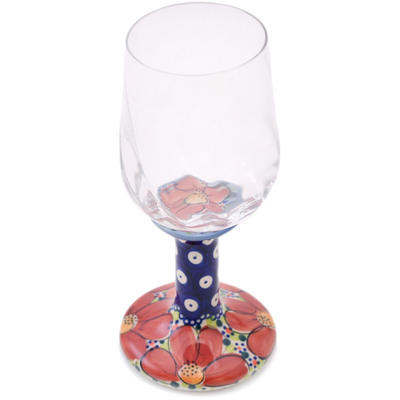 Glass Wine Glass 10 oz Red Wildflower UNIKAT