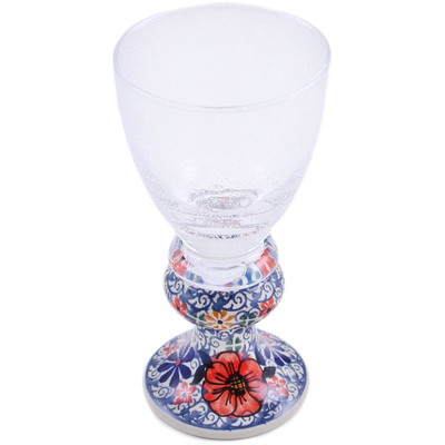Polish Pottery Wine Glass 12 oz Flowers In The River