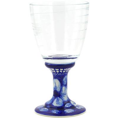 Polish Pottery Wine Glass 13 oz UNIKAT