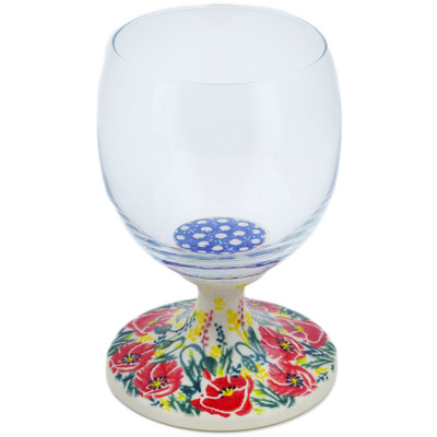 Polish Pottery Wine Glass 14 oz Bloom Bells UNIKAT