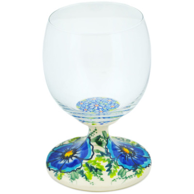 Polish Pottery Wine Glass 14 oz Orchid Crown UNIKAT