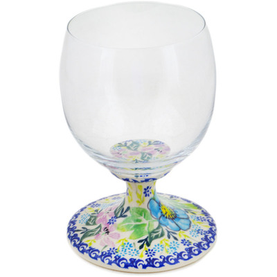 Polish Pottery Wine Glass 14 oz Robins Egg UNIKAT