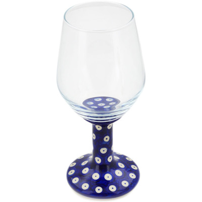 Polish Pottery Wine Glass 15 oz Blue Eyes UNIKAT