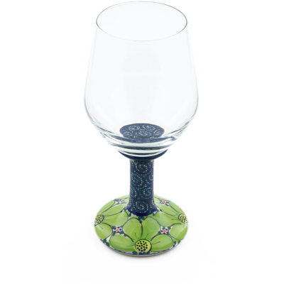 Polish Pottery Wine Glass 15 oz Flower Field UNIKAT