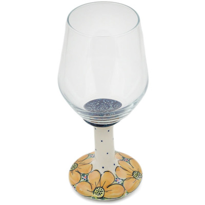 Polish Pottery Wine Glass 15 oz Sunset Field UNIKAT
