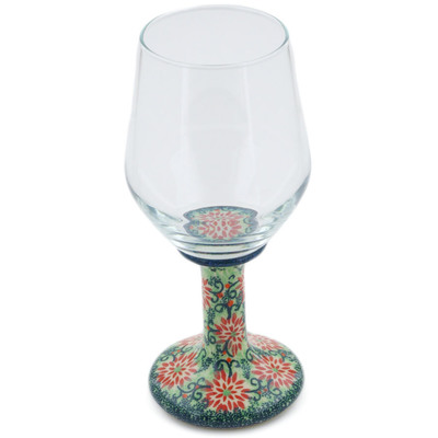 Polish Pottery Wine Glass 16 oz July Wreath UNIKAT