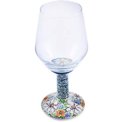 Polish Pottery Wine Glass 16 oz Picnic Bouquet UNIKAT
