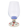 Polish Pottery Wine Glass 19 oz Red Flower Lattice