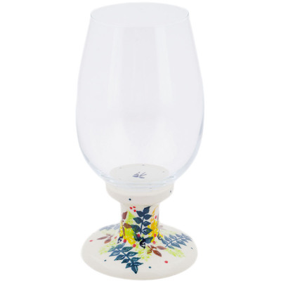 Polish Pottery Wine Glass 19 oz Sunny Swallow UNIKAT