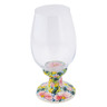 Polish Pottery Wine Glass 19 oz Vibrant Vinca UNIKAT