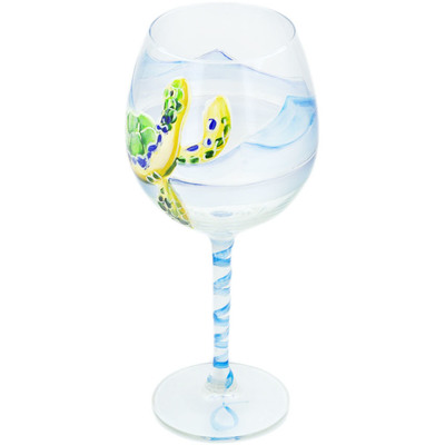 Glass Wine Glass 20 oz Arctic Turtle