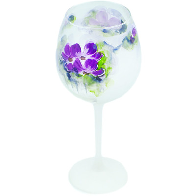 Glass Wine Glass 20 oz Frosty Daisies