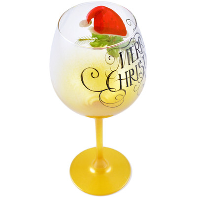 Glass Wine Glass 20 oz Merry Christmas