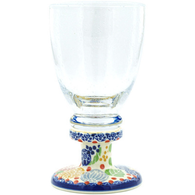 Polish Pottery Wine Glass 8 oz UNIKAT