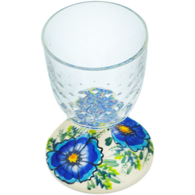 Polish Pottery Wine Glass 9 oz Orchid Crown UNIKAT