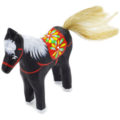 Wood Wooden Horse Figurine 5&quot; Black