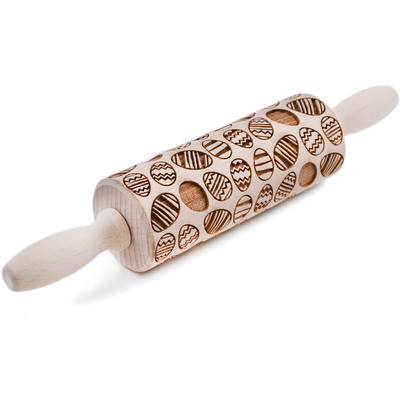 Wood Wooden Rolling Pin 9&quot; Easter Eggs