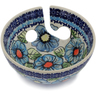 Polish Pottery Yarn Bowl 6&quot; Bold Blue Poppies UNIKAT