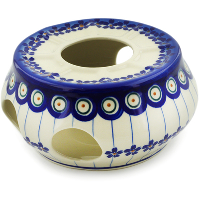 Polish Pottery Yarn Bowl 6&quot; Floral Peacock