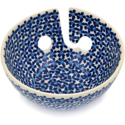 Polish Pottery Yarn Bowl 6&quot; Forget-me-not Meadow