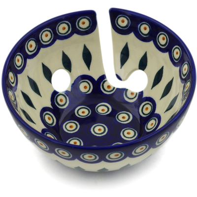 Polish Pottery Yarn Bowl 6&quot; Peacock