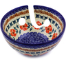 Polish Pottery Yarn Bowl 6&quot; Red Cornflower