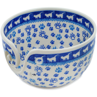 Polish Pottery Yarn Bowl 7&quot; Kitty Prints