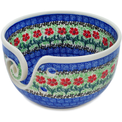 Polish Pottery Yarn Bowl 7&quot; Maraschino