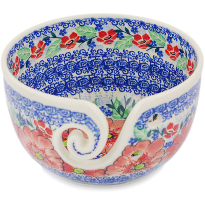 Polish Pottery Yarn Bowl 7&quot; Peak Of Perfection UNIKAT