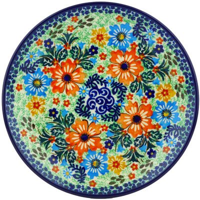 Polish Pottery Dessert Plate Red Floral Delight UNIKAT