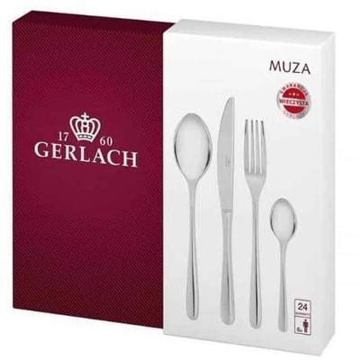 Gerlach G01 004AP LZHB 06PU S1S1 01 Flatware Serving Set with 6 pieces of tea spoons Celestia box and shine G01 004AP LZHB 06PU S1S1 01, Stainless Steel, Silver high gloss