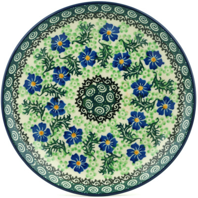 Polish Pottery Dessert Plate Swirling Emeralds