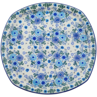 Polish Pottery Plate 12" Soft Starry Flowers UNIKAT