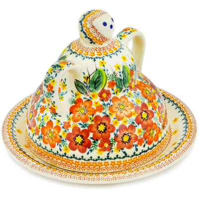 Polish Pottery Cheese Lady 10" Sunset Meadow UNIKAT